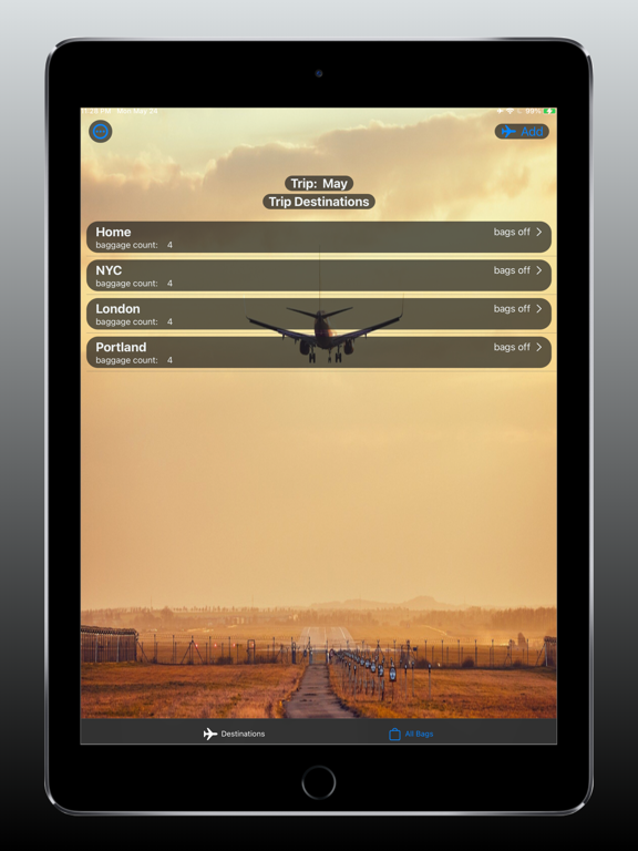 LuggageTrack iPad screenshot 1 - Travel app