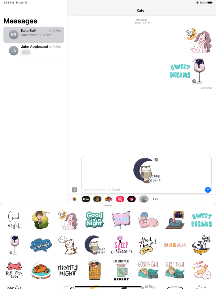 Sweet Good Night Stickers