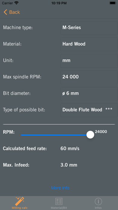 STEPCRAFT Milling Calculator Screenshot