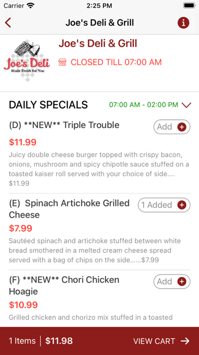 Joe's Deli & Grill Screenshot