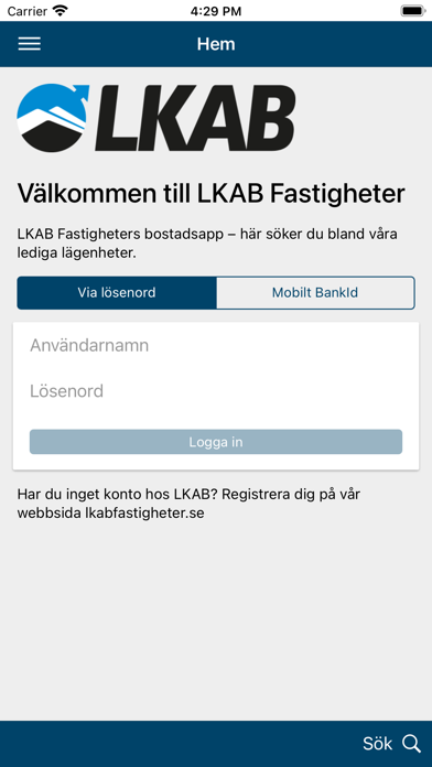LKAB Bostadsapp Screenshot