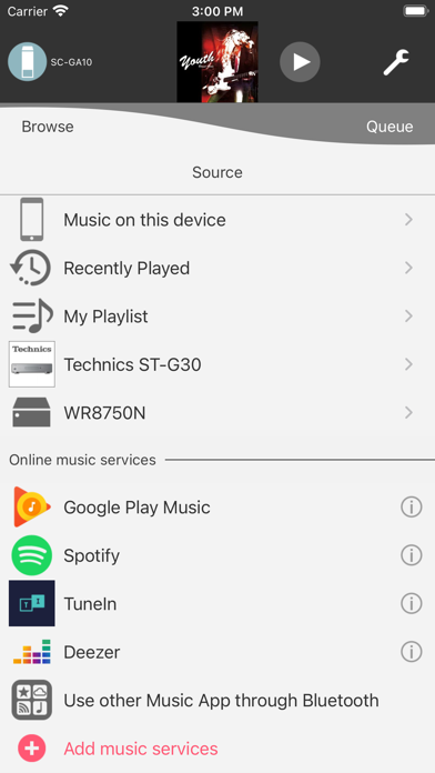 Panasonic Music Control Screenshot