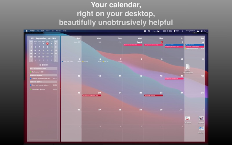Screenshot #1 pour WallCal Lite Desktop Calendar