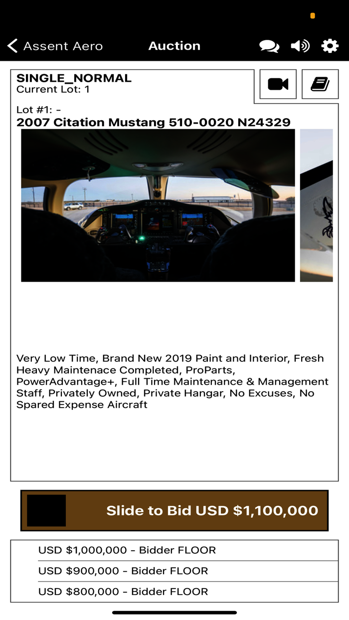 Assent Aero Live Bidding