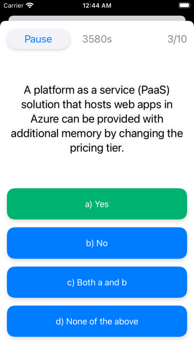 AZ-900 Practice Exam Screenshot