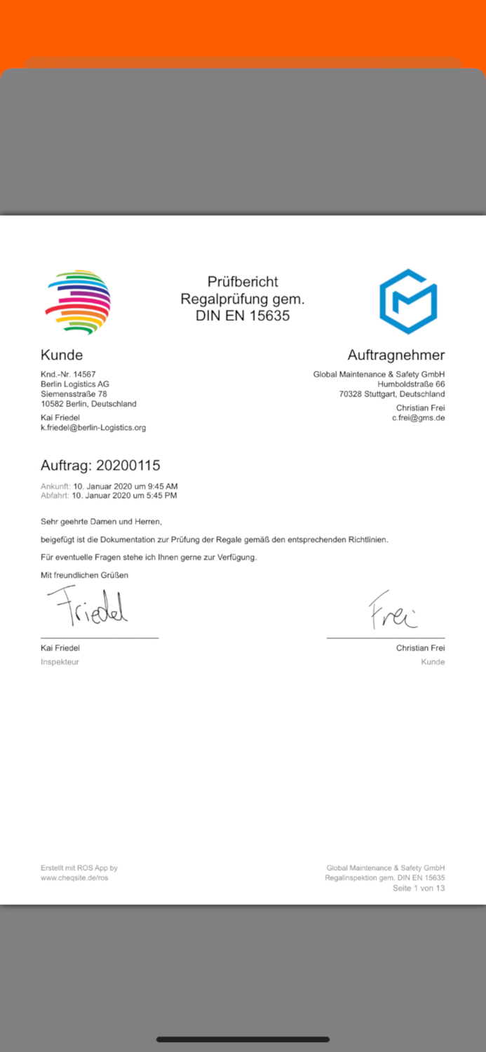 Regalprüfer ROS DIN EN 15635