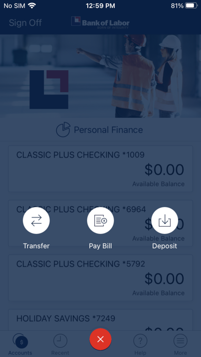 Bank of Labor Mobile Banking Screenshot