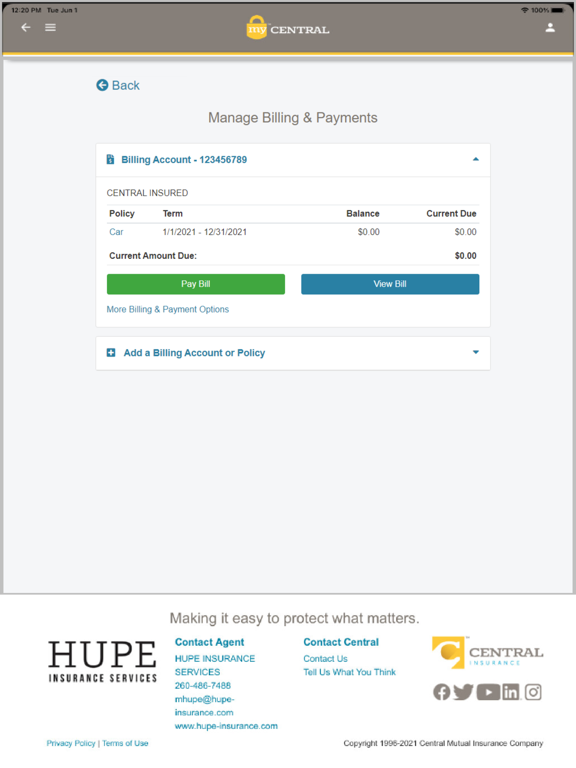 myCentral  Mobile iPad screenshot 3 - Utilities app