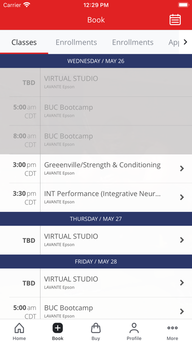 BUC Athletics Training Center Screenshot