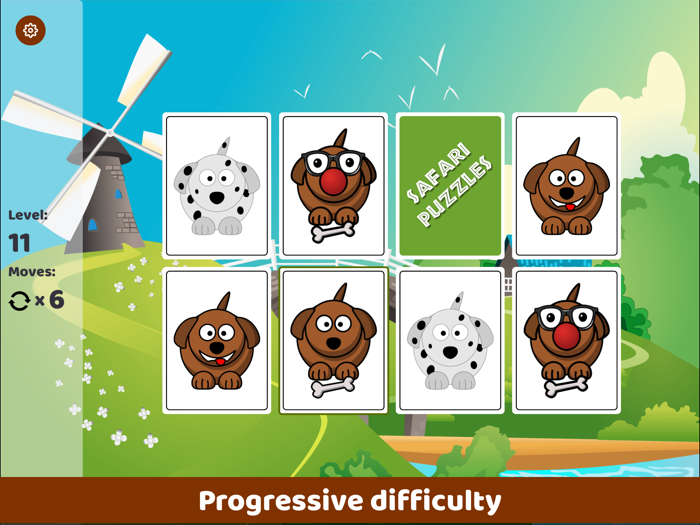 Memory match animals game kids