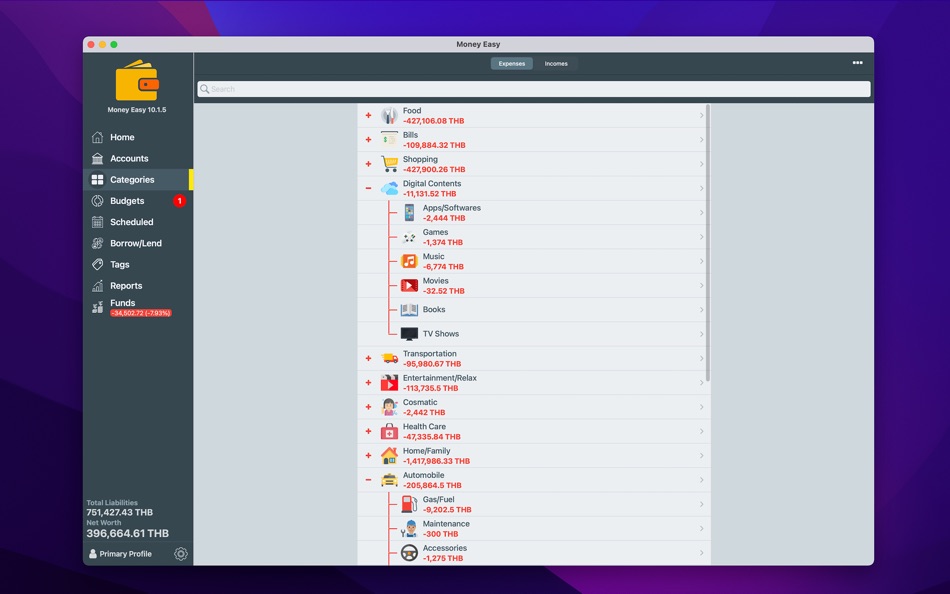 #3. Money Easy (macOS) 由: Pitsanu Potajan