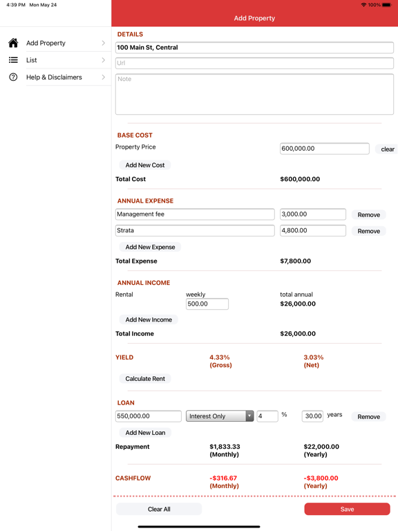 Screenshot #4 pour Property Yield Calculator 2.0