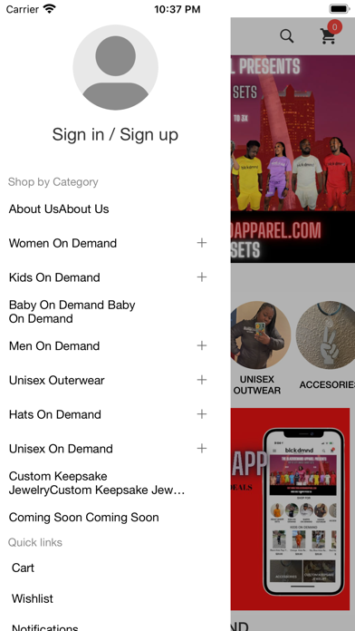 The Black Demand Apparel LLC. Screenshot