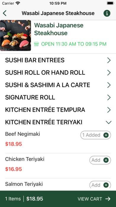 Wasabi - Japanese Steakhouse Screenshot