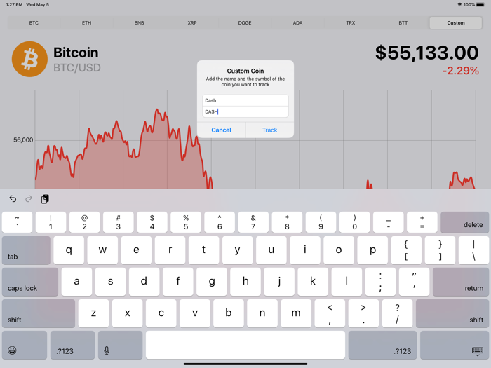 Crypto Ticker Realtime prices