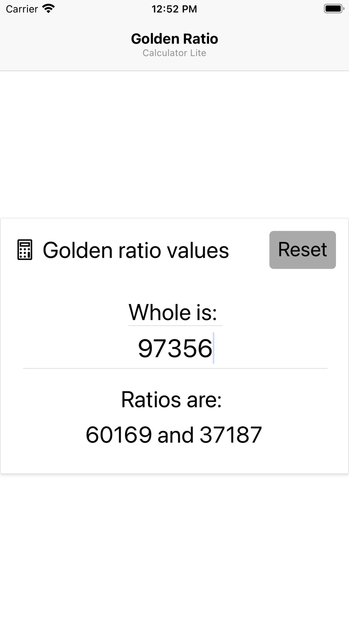 Golden Ratio Calculator Lite