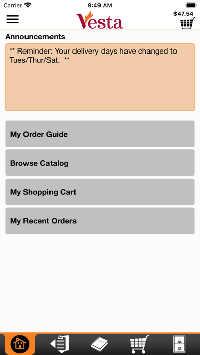 Vesta Foodservice Checkout Screenshot