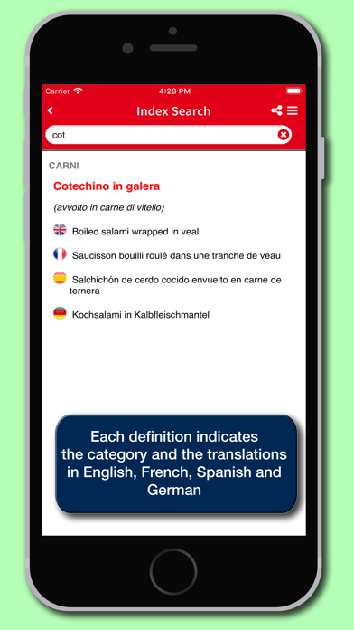 Hoepli Gastronomy Dictionary Screenshot