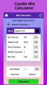 Candle Calculator: Cost,Weight screenshot