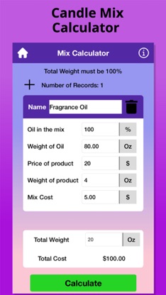 Candle Calculator: Cost,Weight screenshot 3