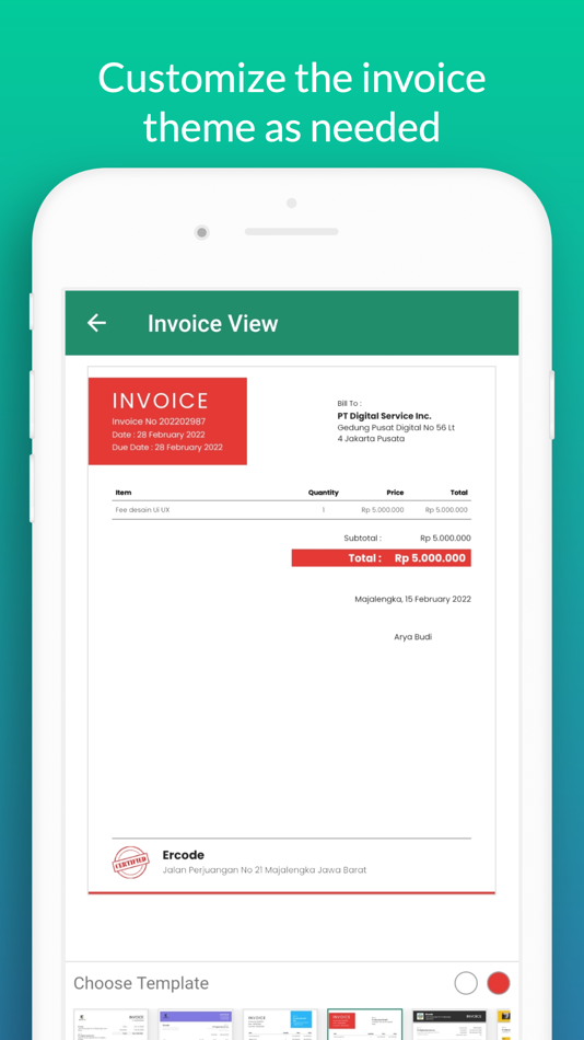 #5. Simple Invoice Generator (iOS) 由: PT. PEMROGRAM KODE INDONESIA