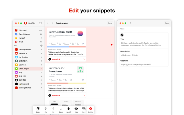 FastClip - Snippets Editor Screenshot