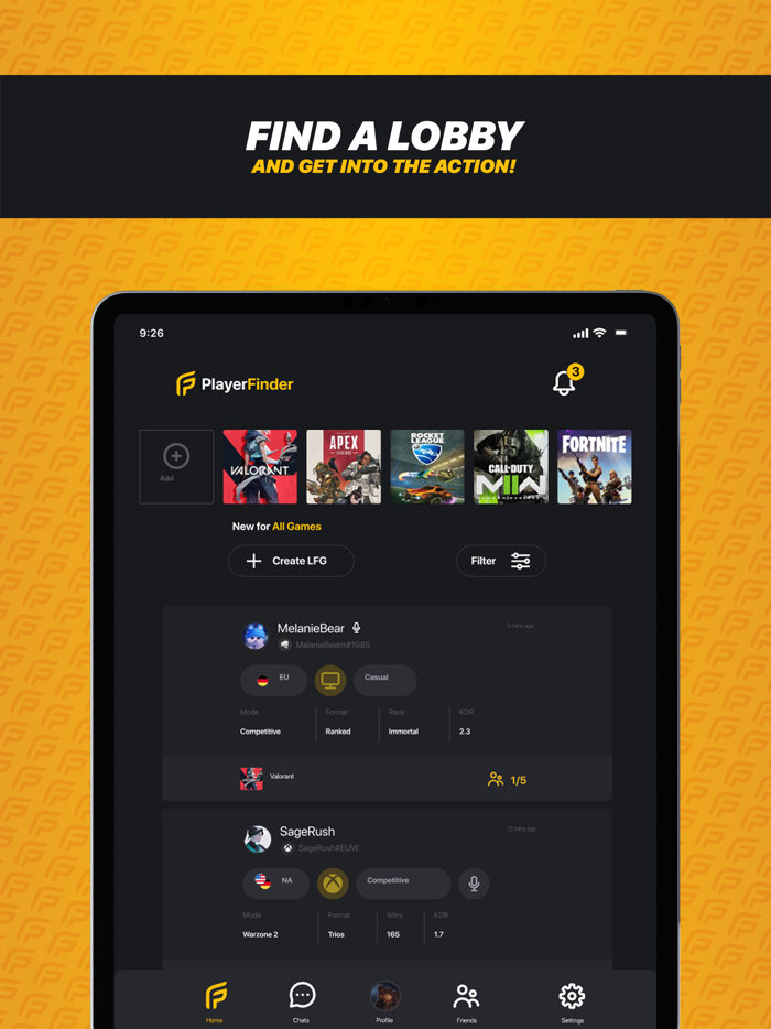 PlayerFinder LFG Chat and Play