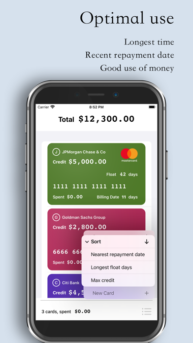 Credit Cards Manager Screenshot