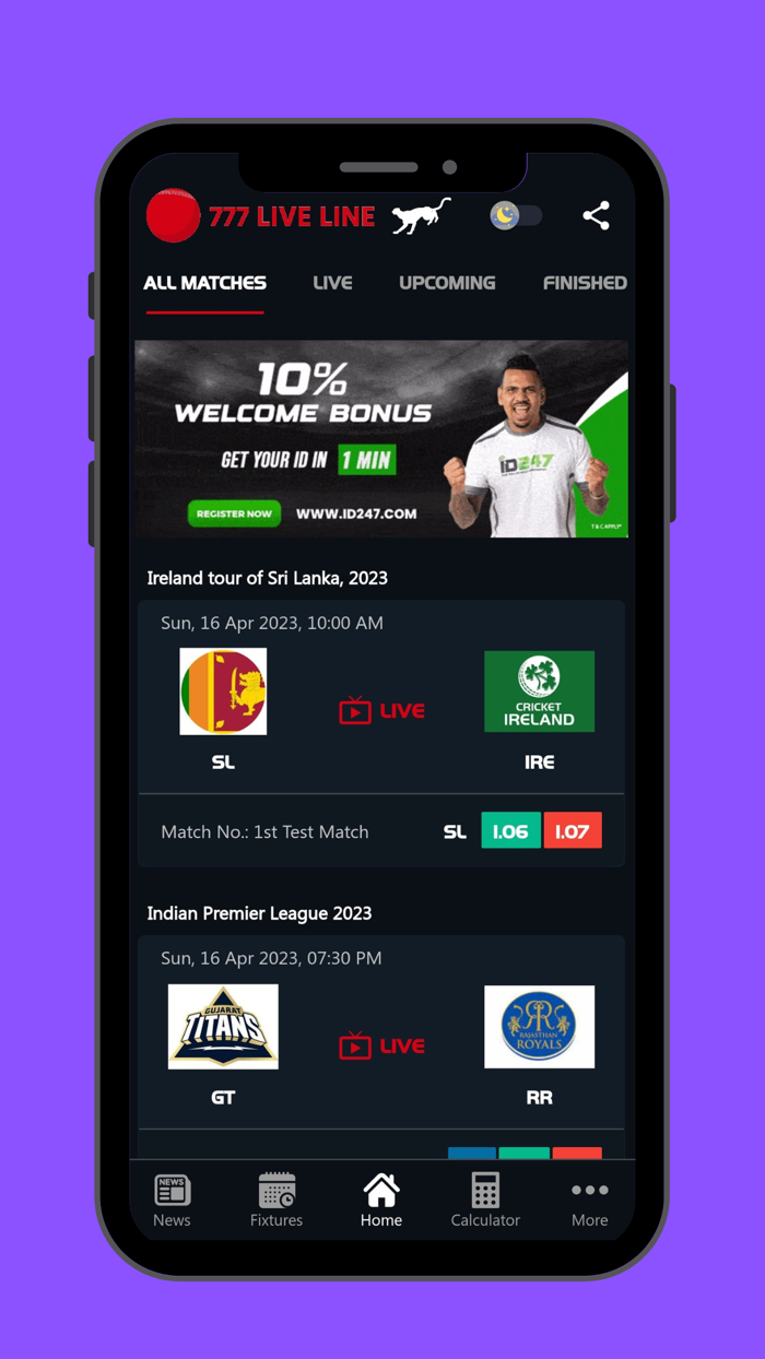 777 Cricket Live Line