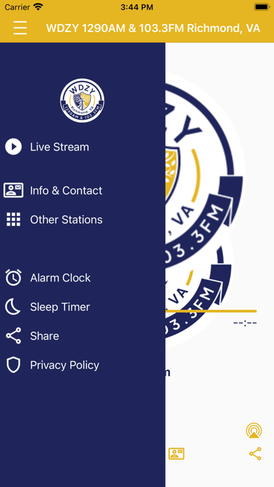 WDZY AM1290 & FM103.3 Radio Screenshot