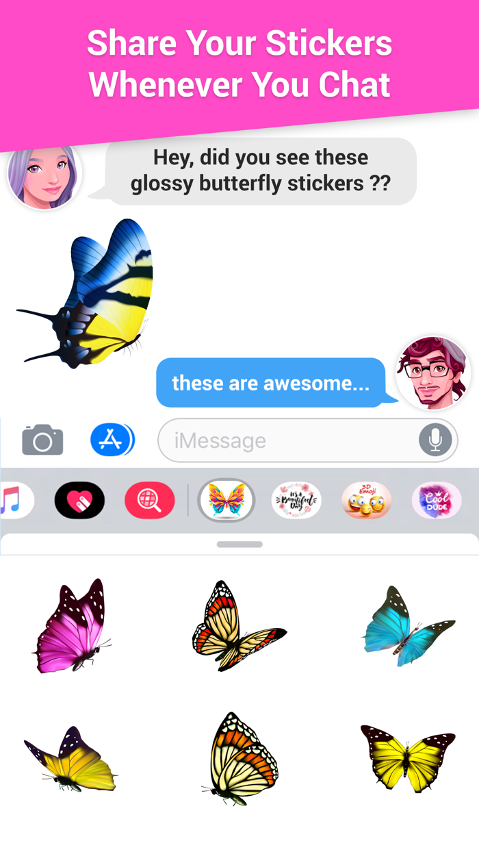 Glossy Butterflies Stickers