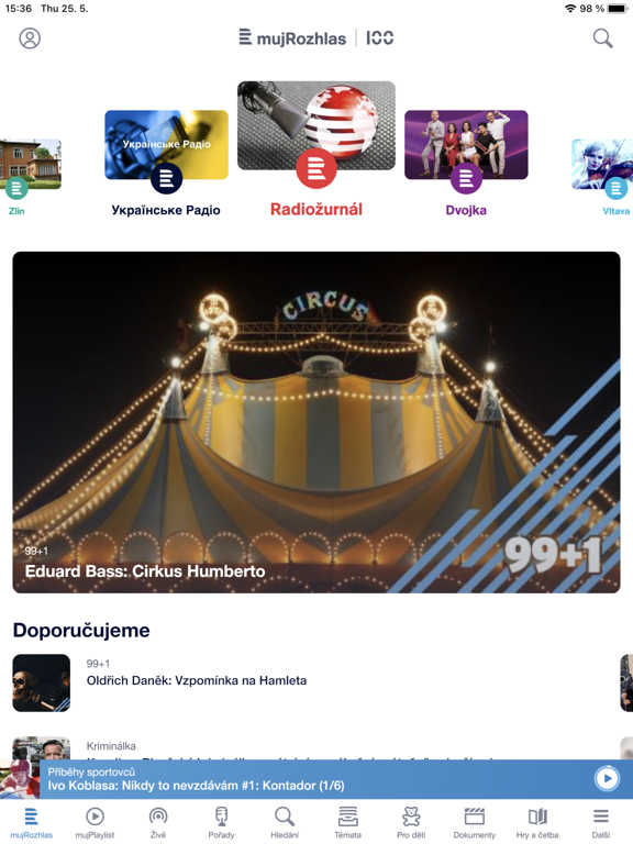 mujRozhlas – Český rozhlas iPad screenshot 1 - Entertainment app