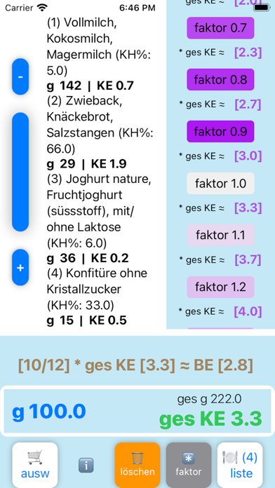 calcCarbo Screenshot
