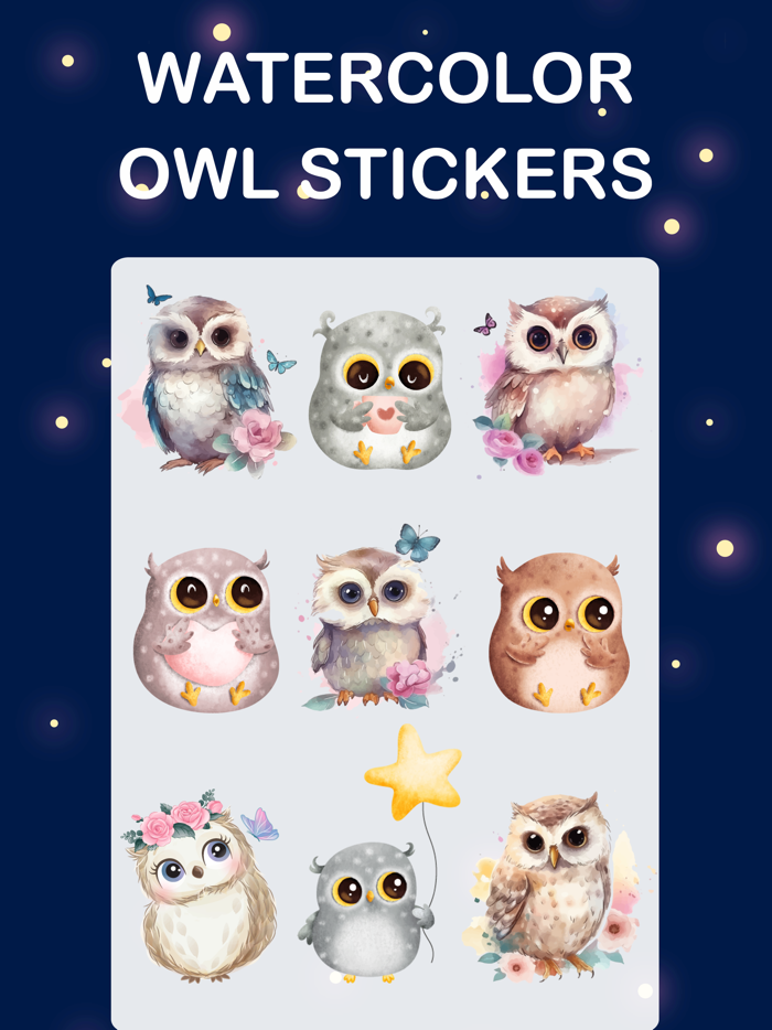 Watercolor Owl Stickers Pack
