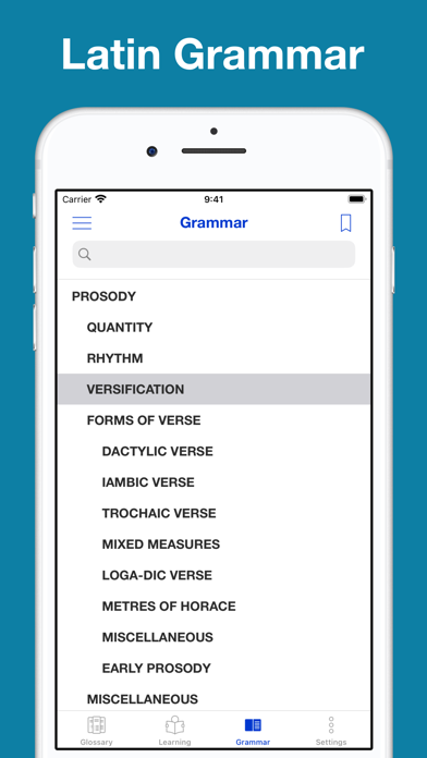 New Latin Grammar, Glossary Screenshot