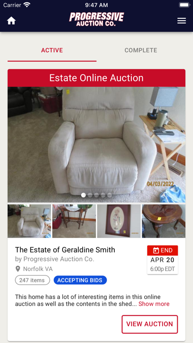 Progressive Auctions Screenshot