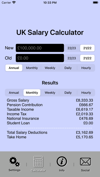 UK Salary Tax Calculator Screenshot