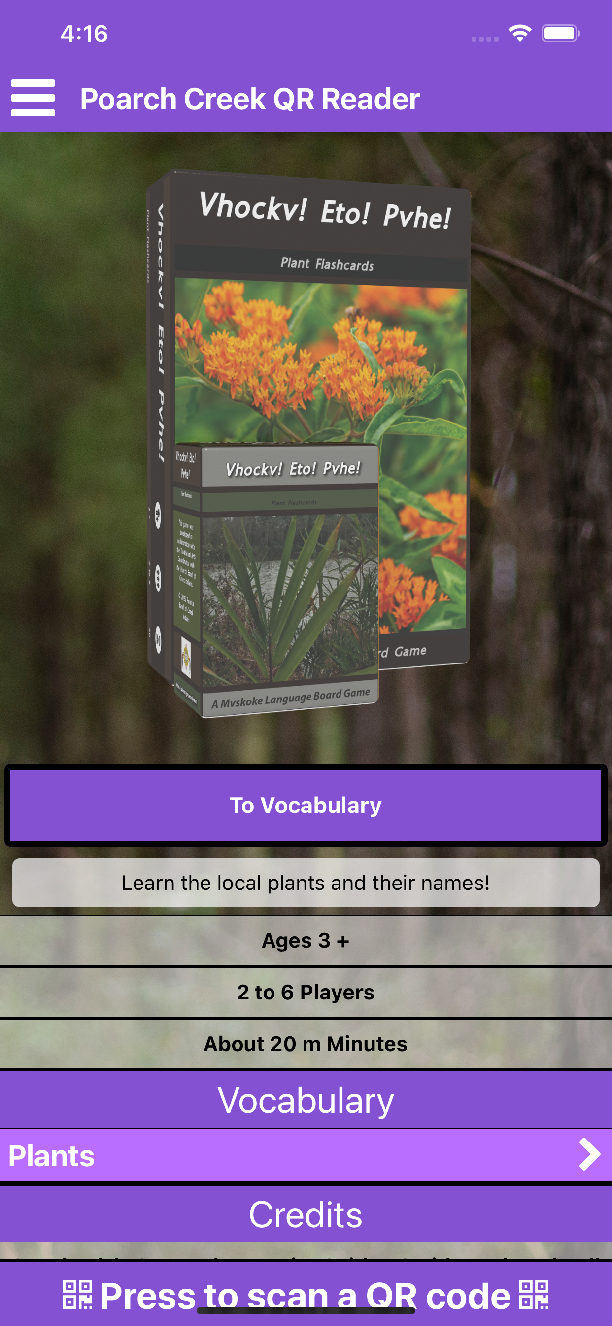Poarch Creek QR Reader