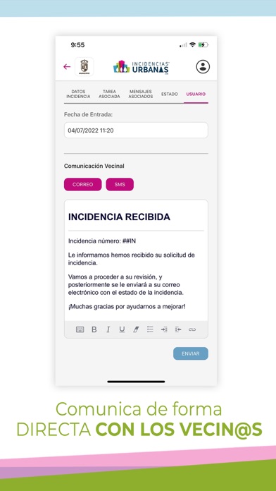 SIU Gestion de Incidencias Screenshot