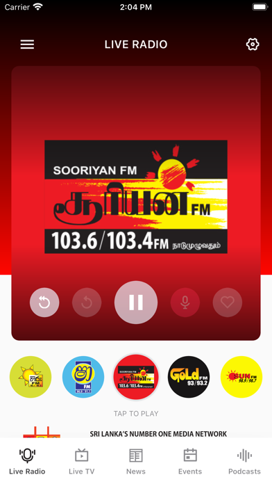 Screenshot #1 pour SooriyanFM Mobile
