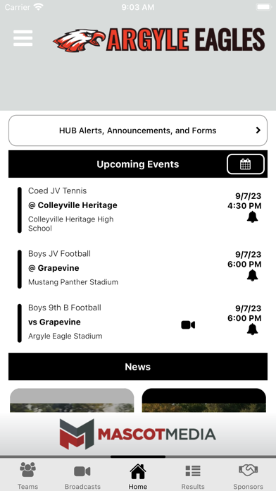 Argyle Eagles Athletics Screenshot