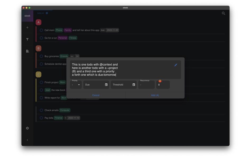 #4. sleek - todo.txt manager (macOS) 由: Robin Ahle