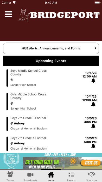 Bridgeport Athletics Screenshot