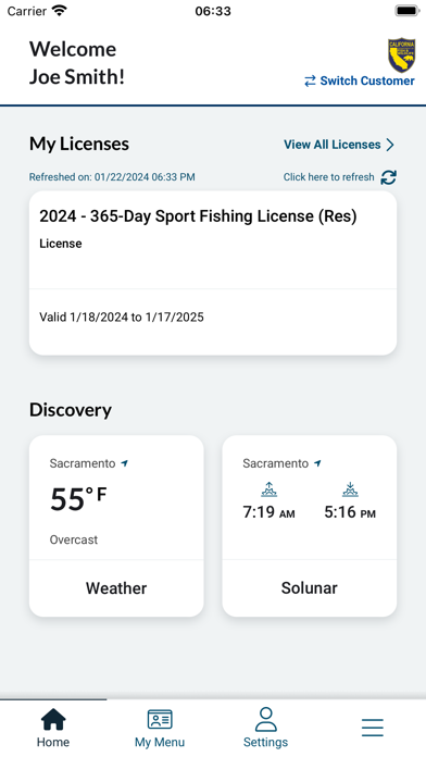 CDFW License Screenshot