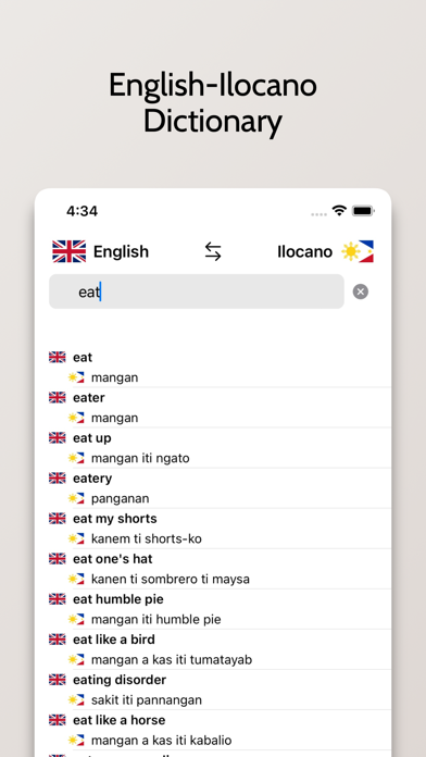 Ilocano-English Dictionary Screenshot