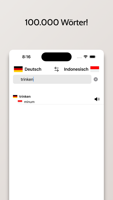 Indonesisch-Deutsch Wörterbuch Screenshot