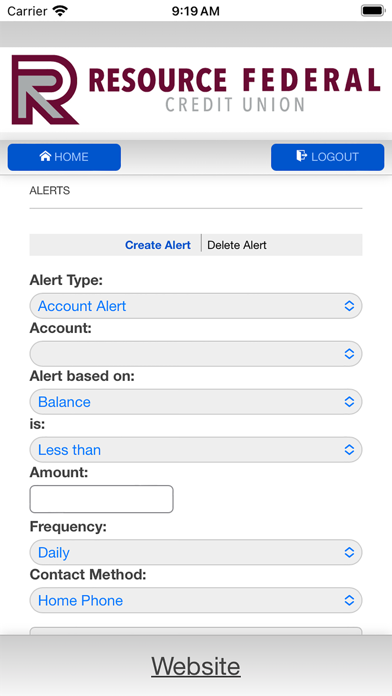 Resource Federal Credit Union Screenshot