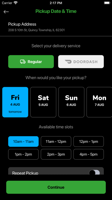 ZWash Laundry Pickup/Delivery Screenshot