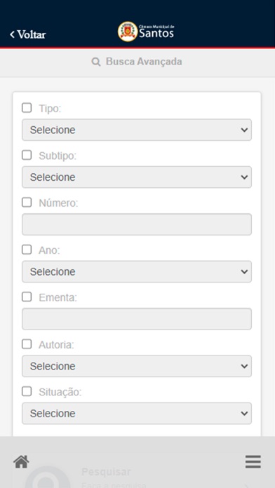 Câmara Municipal de Santos Screenshot