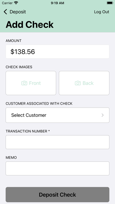 JSSB Mobile Business Deposit Screenshot